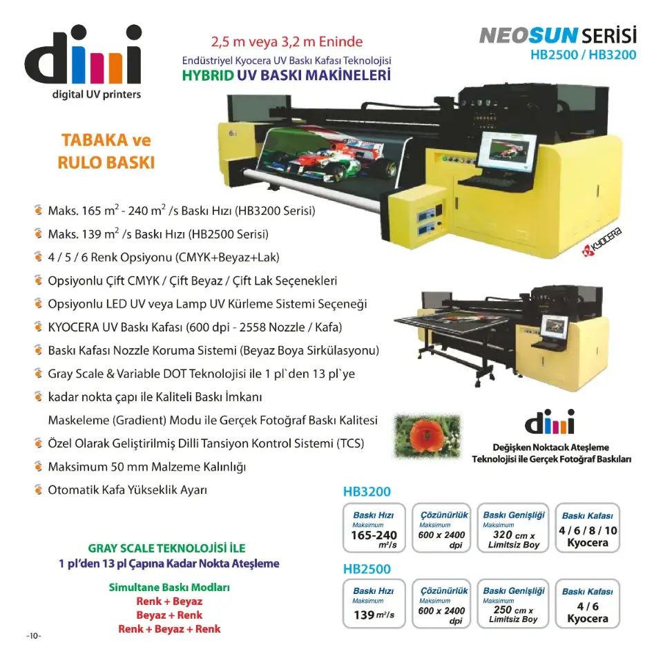 Dilli NEOSUN Serisi HB3200 - Hibrit UV Baskı Makineleri