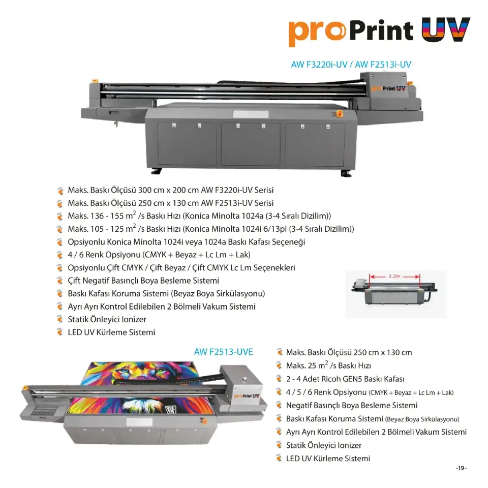 ProPrint UV AW F2513İ-UV - UV Flatbed Baskı Makineleri