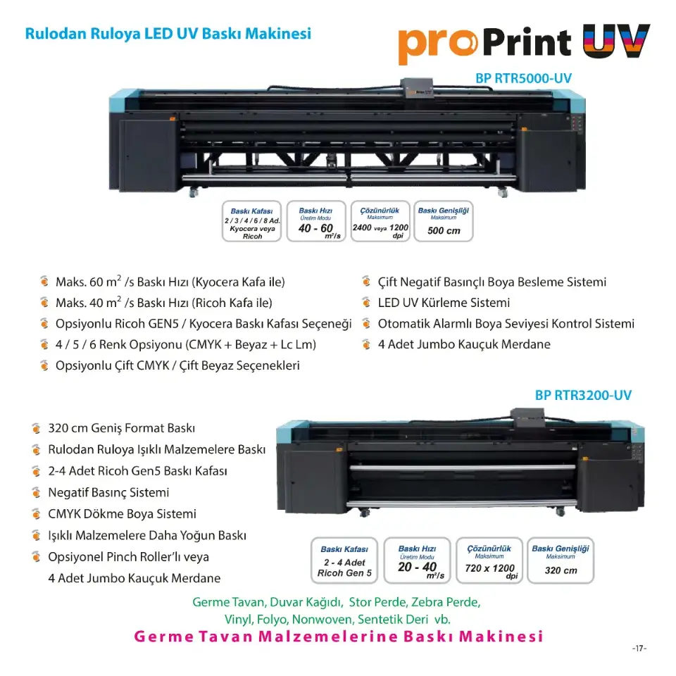 ProPrint UV BP RTR3200-UV - Rulodan Ruloya UV Baskı Makineleri